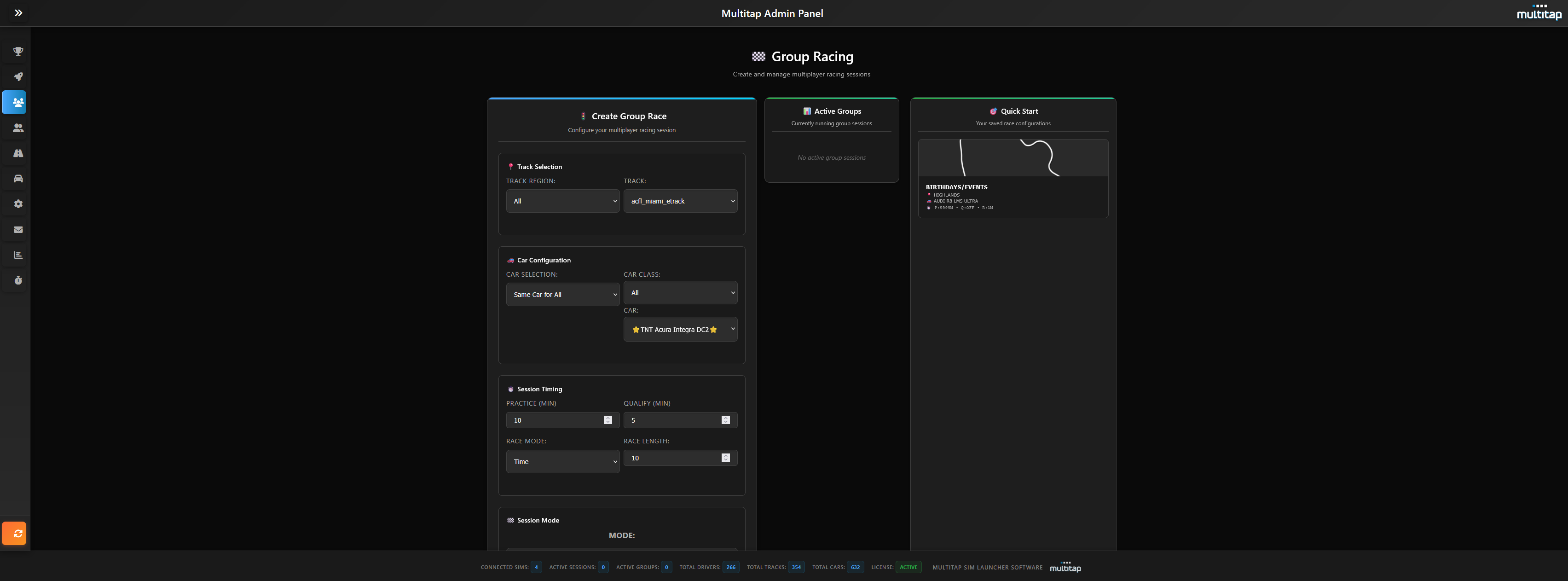 Racing simulator booking system with traffic dodging